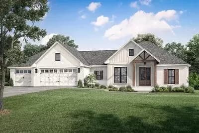 3 Bed Contemporary Craftsman with 3 Car Garage - 2002 Sq Ft