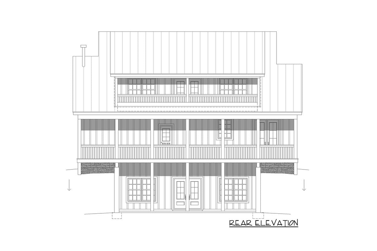 Plan 68713VR: 3-Bed Country Home Plan with Back Porches On Both Floors - Image #5 - Country, Craftsman, Farmhouse, Mountain, Traditional