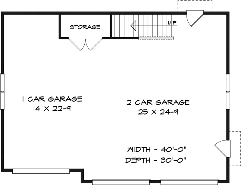 Plan 360075DK: Detached 3-Car Garage with Storage with Barn-like Features - 1172 Sq Ft - Floor Plan - Main Level - Country, Craftsman, New American