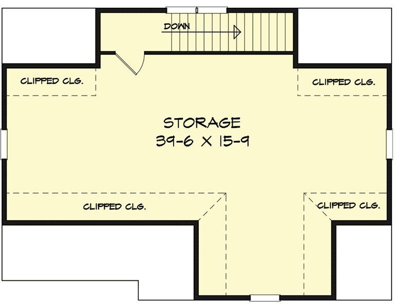 Plan 360075DK: Detached 3-Car Garage with Storage with Barn-like Features - 1172 Sq Ft - Floor Plan - 2nd Floor - Country, Craftsman, New American