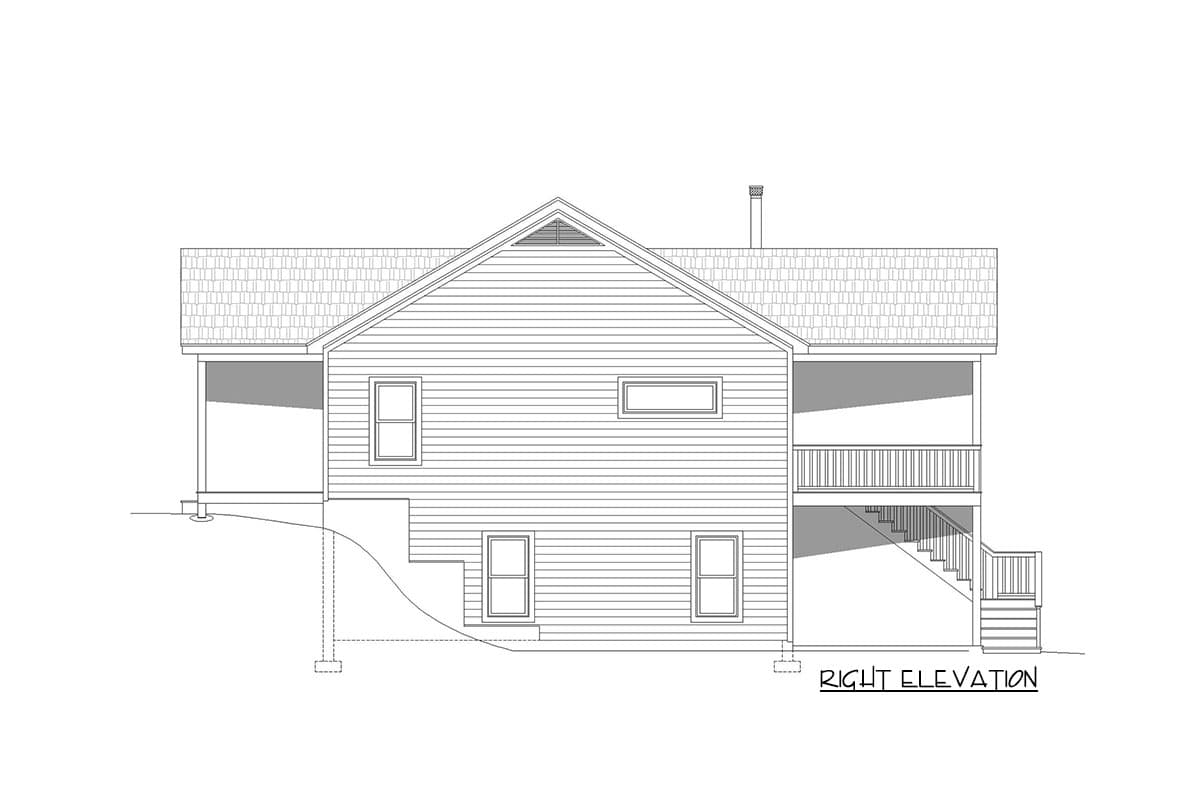 Plan 68717VR: Rustic Cottage with 2 Master Suites and a Bunk Room for a Rear Sloping Lot - Image #6 - Cabin, Cottage, Country, Mountain, Rustic