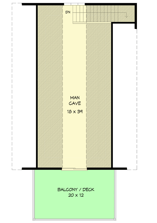 Plan 68718VR: Detached Garage with Man Cave and Deck Above - Floor Plan - 2nd Floor