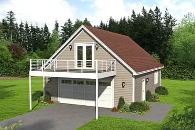 Detached Garage with Man Cave and Deck Above