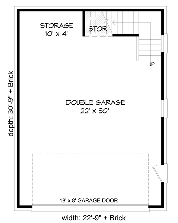 Plan 68720VR: 2-Car Detached Garage with Man Cave Space Above - Floor Plan - Main Level