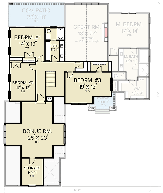 Plan 280117JWD: Country Craftsman Plan with Main-floor Master Bedroom - Floor Plan - 2nd Floor - Country, Craftsman, Mountain, New American, Northwest