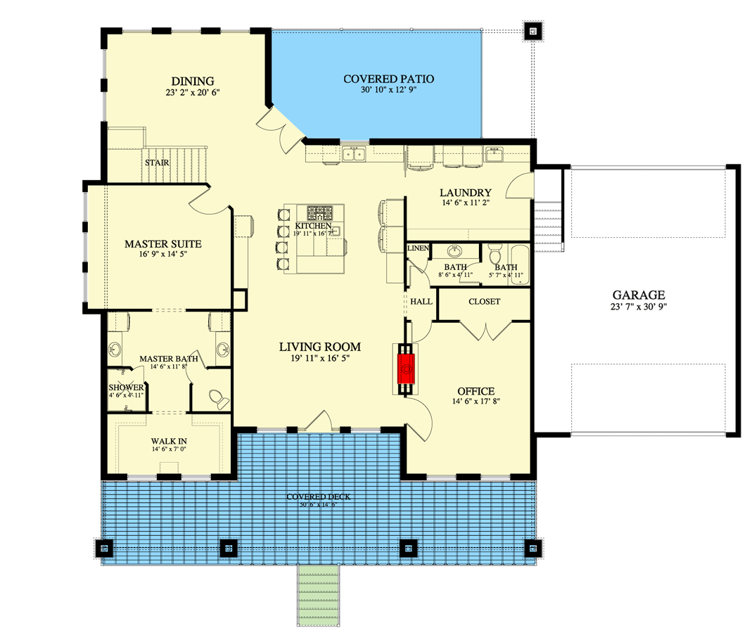 Plan 61369UT: Craftsman Ranch House Plan with Lower-level 3-Bed Apartment - Floor Plan - Main Level - Craftsman, Mountain, Ranch
