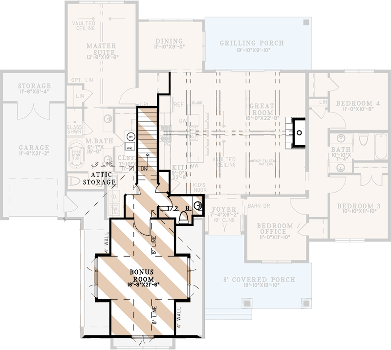 Plan 70685MK: Mountain Farmhouse Plan with Home Office and Bonus Expansion Above the 3-car Garage - Floor Plan - Bonus Level - Country, Craftsman, Mountain, New American, Northwest, Rustic