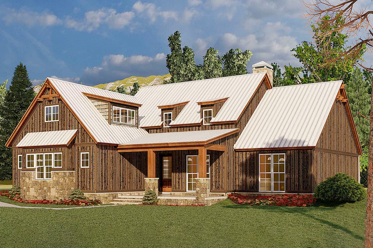 Plan 70685MK: Mountain Farmhouse Plan with Home Office and Bonus Expansion Above the 3-car Garage - Image #5 - Country, Craftsman, Mountain, New American, Northwest, Rustic