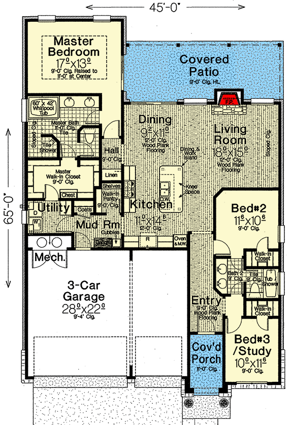 Plan 48606FM: New American House Plan with Home Office or Third Bedroom Option - 1733 Sq Ft - Floor Plan - Main Level - Country, Craftsman, New American