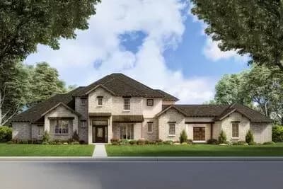 Exclusive Hill Country House Plan with Porte Cochere and Unique Angled Master Suite
