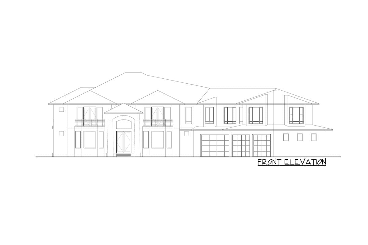 Plan 666108RAF: Luxury Mediterranean Home Plan with Angled 4-Car Garage - Image #5 - Contemporary, Mediterranean, Northwest