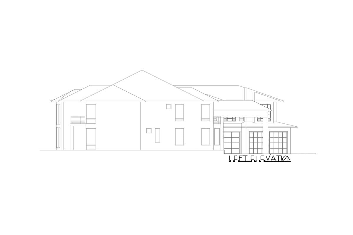 Plan 666108RAF: Luxury Mediterranean Home Plan with Angled 4-Car Garage - Image #6 - Contemporary, Mediterranean, Northwest