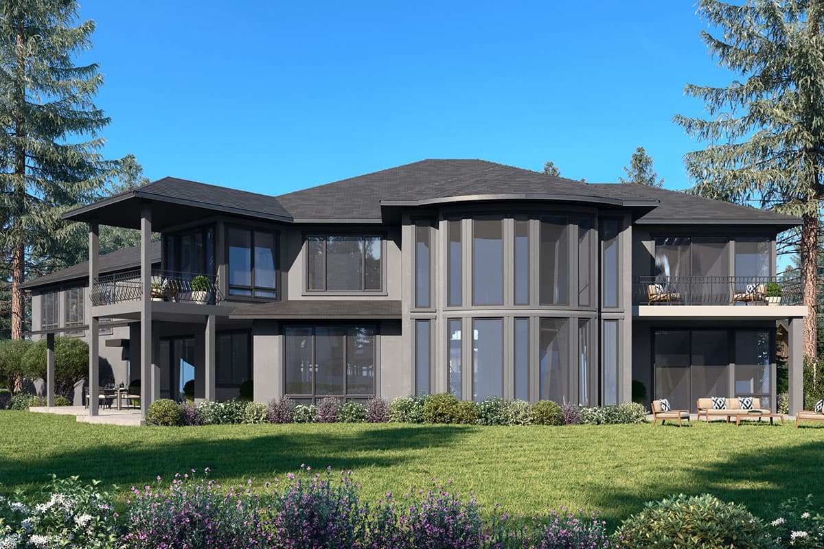 Plan 666108RAF: Luxury Mediterranean Home Plan with Angled 4-Car Garage - Image #4 - Contemporary, Mediterranean, Northwest