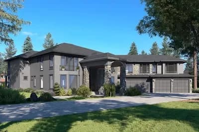 Luxury Mediterranean Home Plan with Angled 4-Car Garage