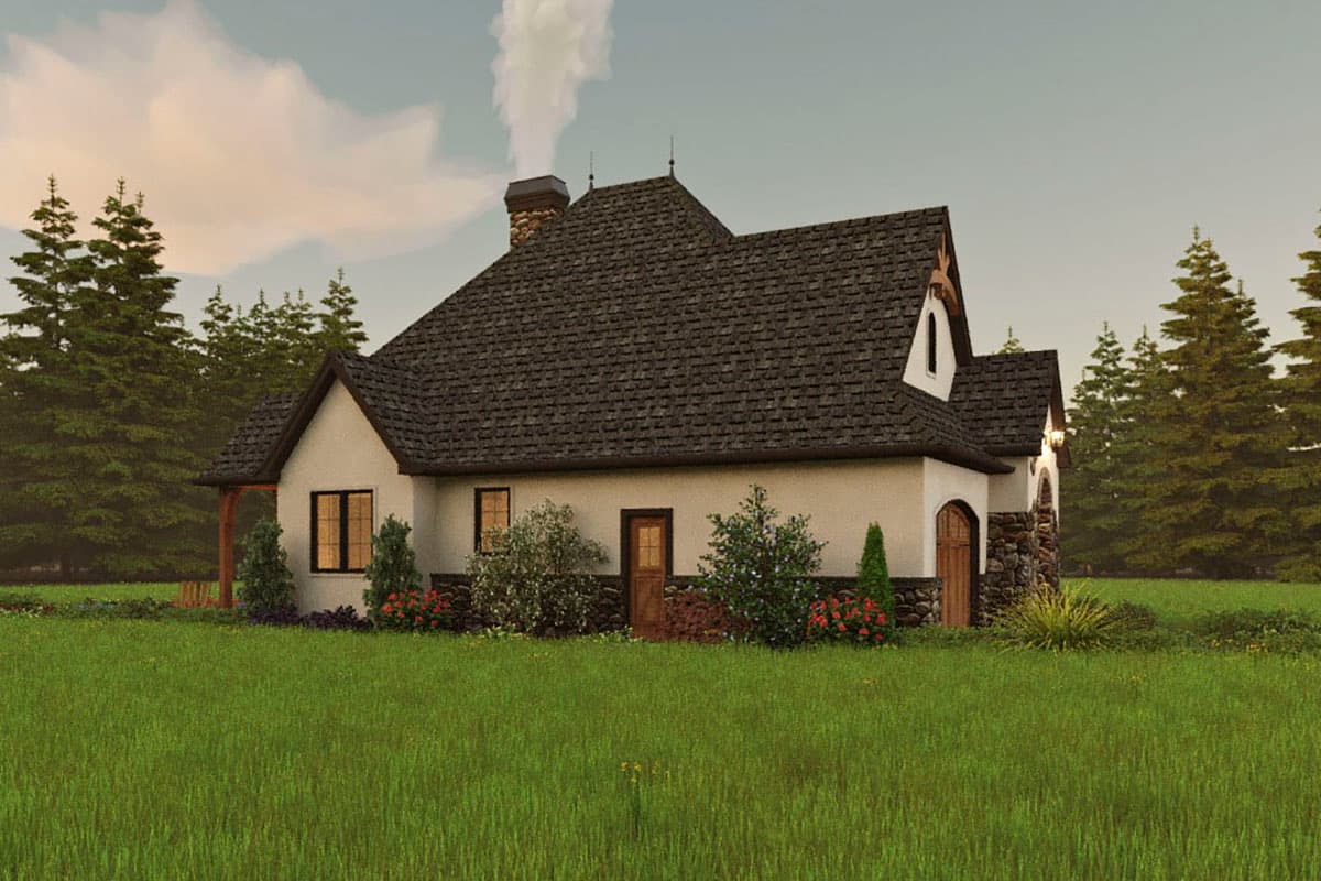 Plan 69762AM: 2-Bed Storybook Cottage House Plan with 1-Car Garage - 1285 Sq Ft - Image #5 - Cottage, European