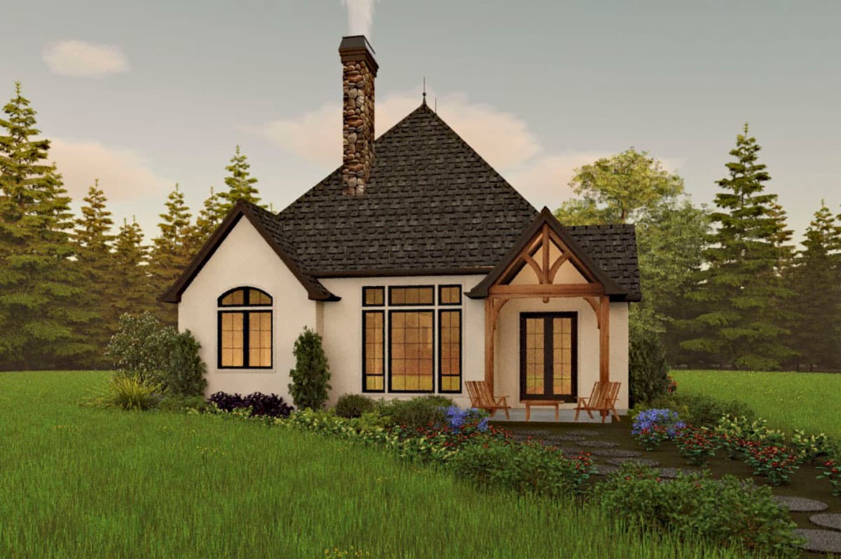 Plan 69762AM: 2-Bed Storybook Cottage House Plan with 1-Car Garage - 1285 Sq Ft - Image #8 - Cottage, European