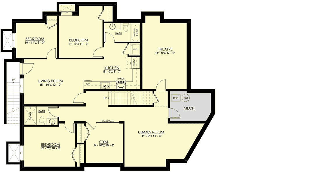 Plan 270039AF: Newport-Style House Plan with Angled Garage and Optional Finished Lower Level - 3481 Sq Ft - Floor Plan - Lower Level - Cape Cod, Coastal, New American, Shingle, Traditional