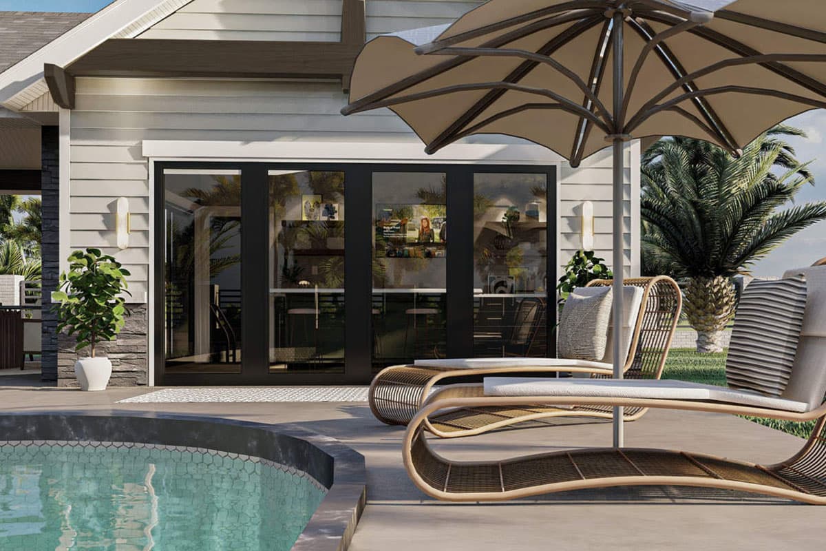Plan 62968DJ: Poolhouse with Covered Patio, Kitchen, Bath and Pump House Storage Space - Image #5