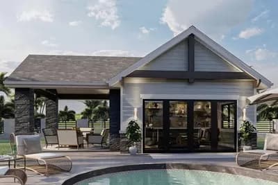Poolhouse with Covered Patio, Kitchen, Bath and Pump House Storage Space