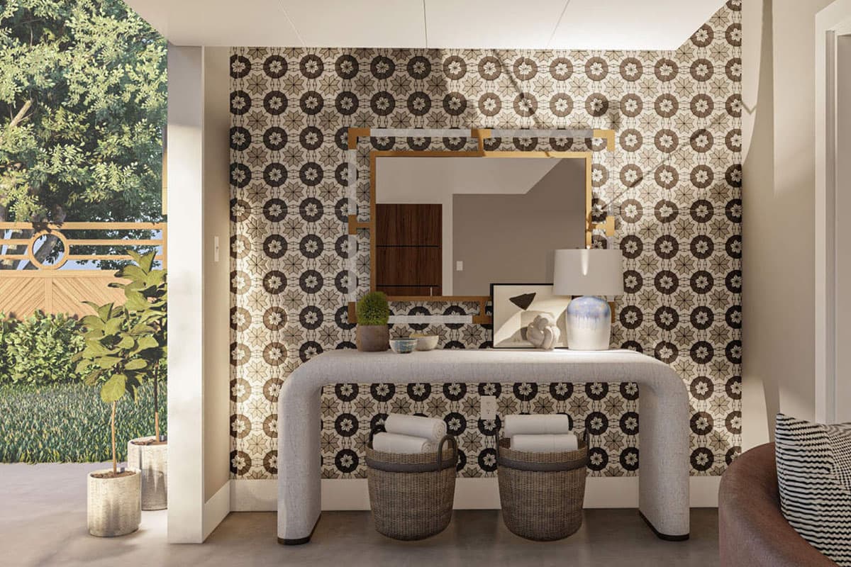 Plan 62971DJ: Contemporary Poolhouse or Work-from-home Plan with Garage Door and a Half Bath - Image #5