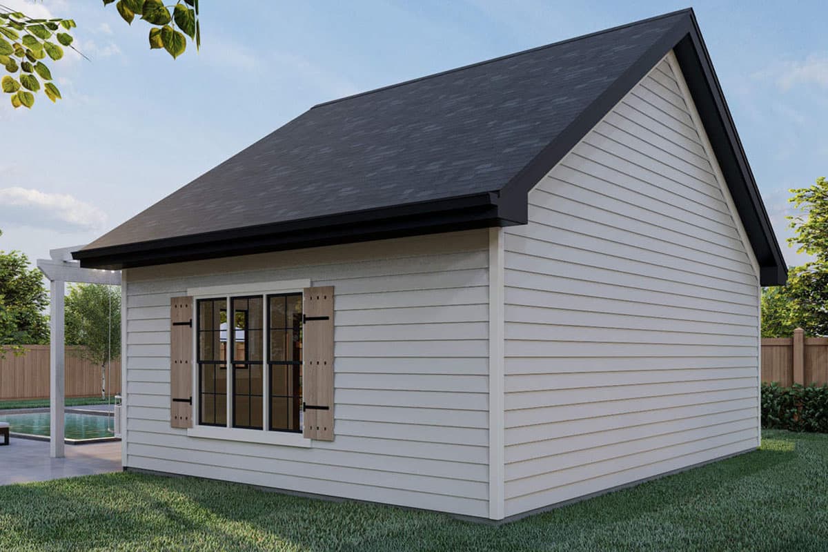 Plan 62973DJ: Poolhouse with Pergola and Full Bath - Image #8