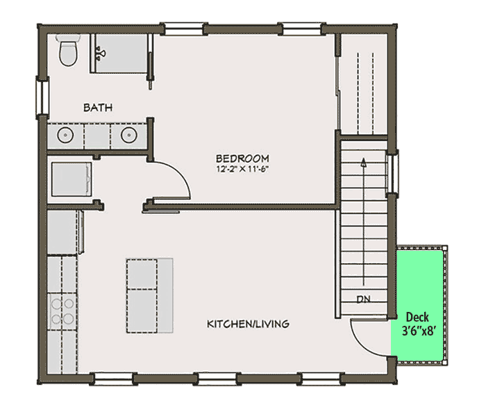 Plan 50190PH: 2-Car Garage Apartment with Small Deck - Floor Plan - 2nd Floor - Carriage