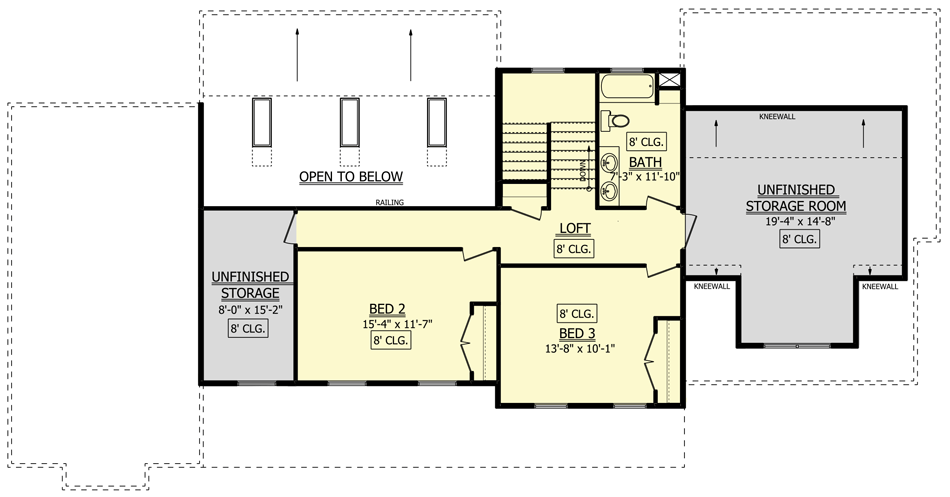 Plan 911005JVD: 3-Bed Modern Farmhouse Plan with 26'-wide Front Porch and 3-car Side-load Garage - Floor Plan - 2nd Floor - Country, Farmhouse, Modern Farmhouse, New American