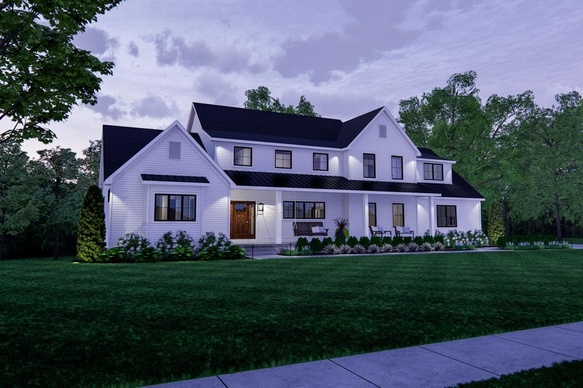 Plan 911005JVD: 3-Bed Modern Farmhouse Plan with 26'-wide Front Porch and 3-car Side-load Garage - Image #9 - Country, Farmhouse, Modern Farmhouse, New American