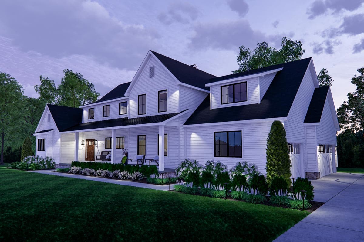 Plan 911005JVD: 3-Bed Modern Farmhouse Plan with 26'-wide Front Porch and 3-car Side-load Garage - Image #12 - Country, Farmhouse, Modern Farmhouse, New American