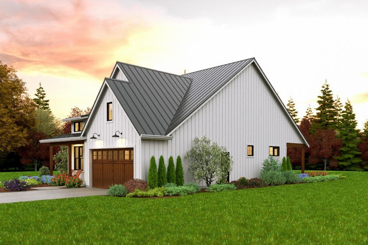 Plan 69763AM: 3-Bed New American House Plan with Clustered Bedrooms and a Vaulted Living Room - 1552 Sq Ft - Image #4 - Country, Craftsman, Modern Farmhouse, New American