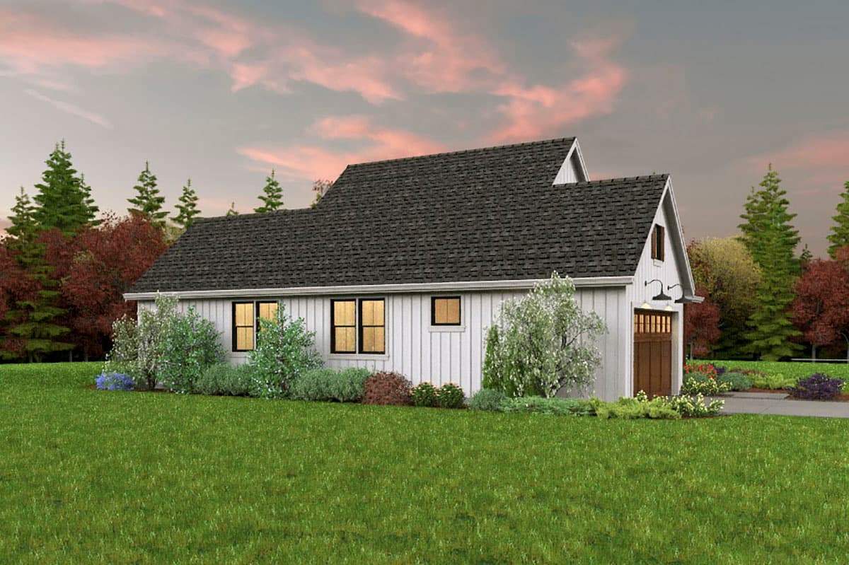 Plan 69764AM: Modern Farmhouse Plan with 3 Clustered Bedrooms and a Vaulted Great Room - 1196 Sq Ft - Image #5 - Craftsman, Farmhouse, Modern Farmhouse, New American