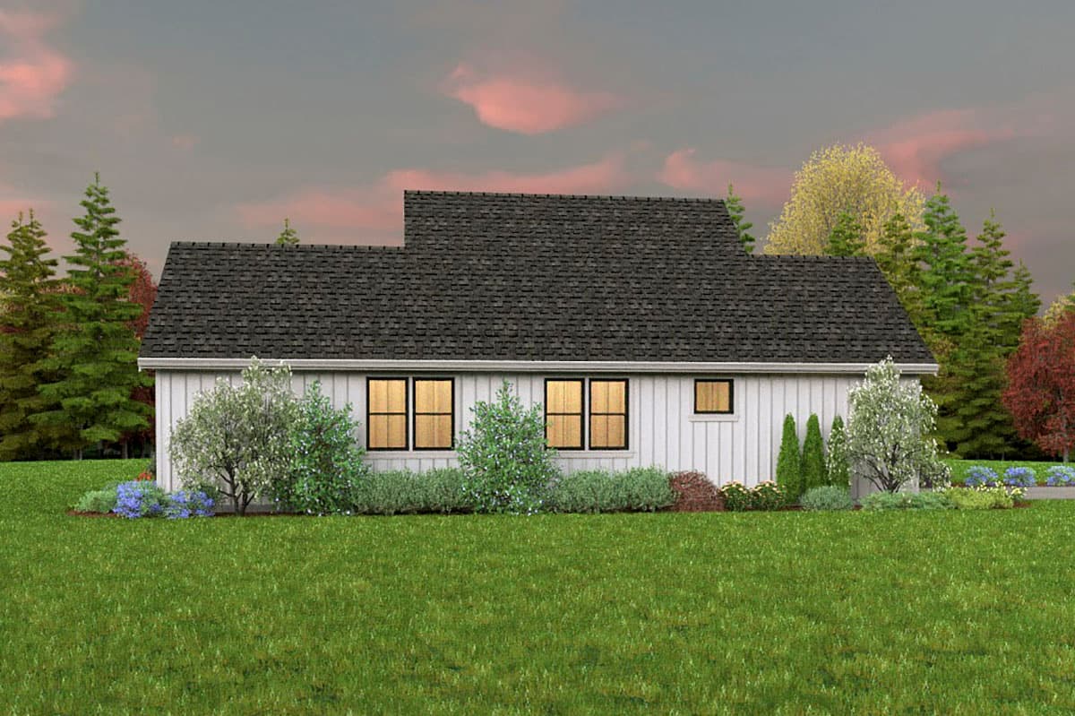 Plan 69764AM: Modern Farmhouse Plan with 3 Clustered Bedrooms and a Vaulted Great Room - 1196 Sq Ft - Image #6 - Craftsman, Farmhouse, Modern Farmhouse, New American