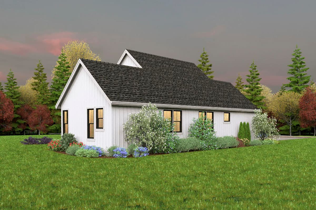 Plan 69764AM: Modern Farmhouse Plan with 3 Clustered Bedrooms and a Vaulted Great Room - 1196 Sq Ft - Image #7 - Craftsman, Farmhouse, Modern Farmhouse, New American