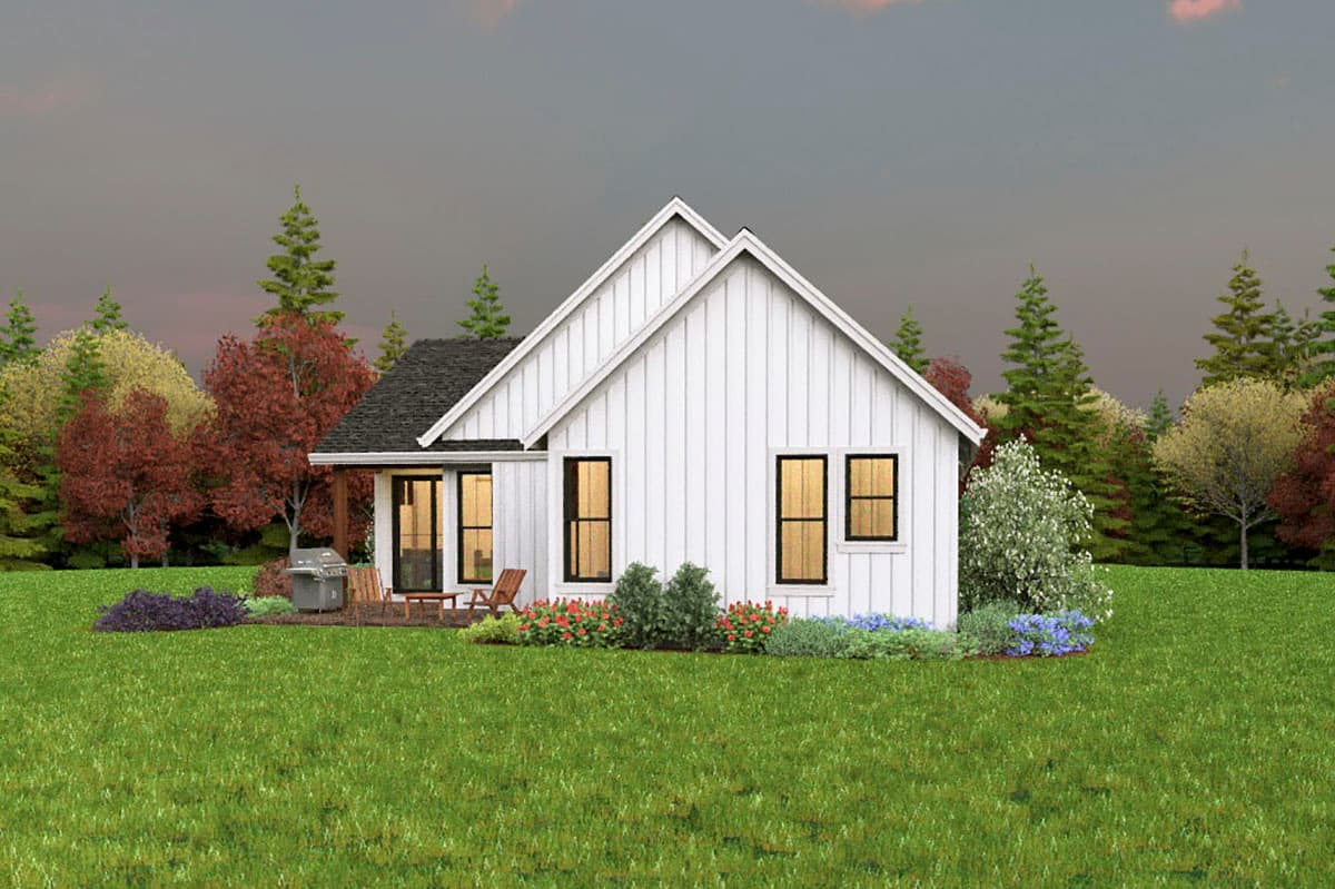 Plan 69764AM: Modern Farmhouse Plan with 3 Clustered Bedrooms and a Vaulted Great Room - 1196 Sq Ft - Image #8 - Craftsman, Farmhouse, Modern Farmhouse, New American
