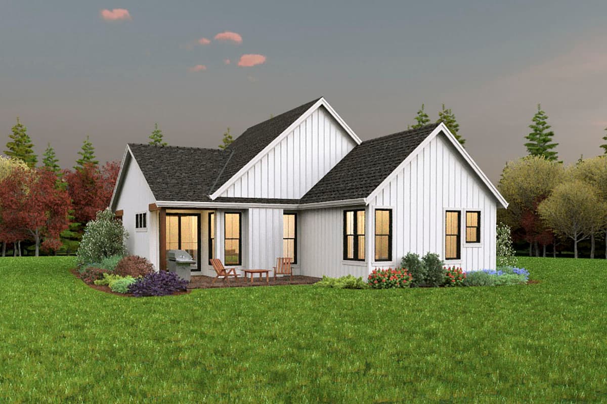 Plan 69764AM: Modern Farmhouse Plan with 3 Clustered Bedrooms and a Vaulted Great Room - 1196 Sq Ft - Image #9 - Craftsman, Farmhouse, Modern Farmhouse, New American