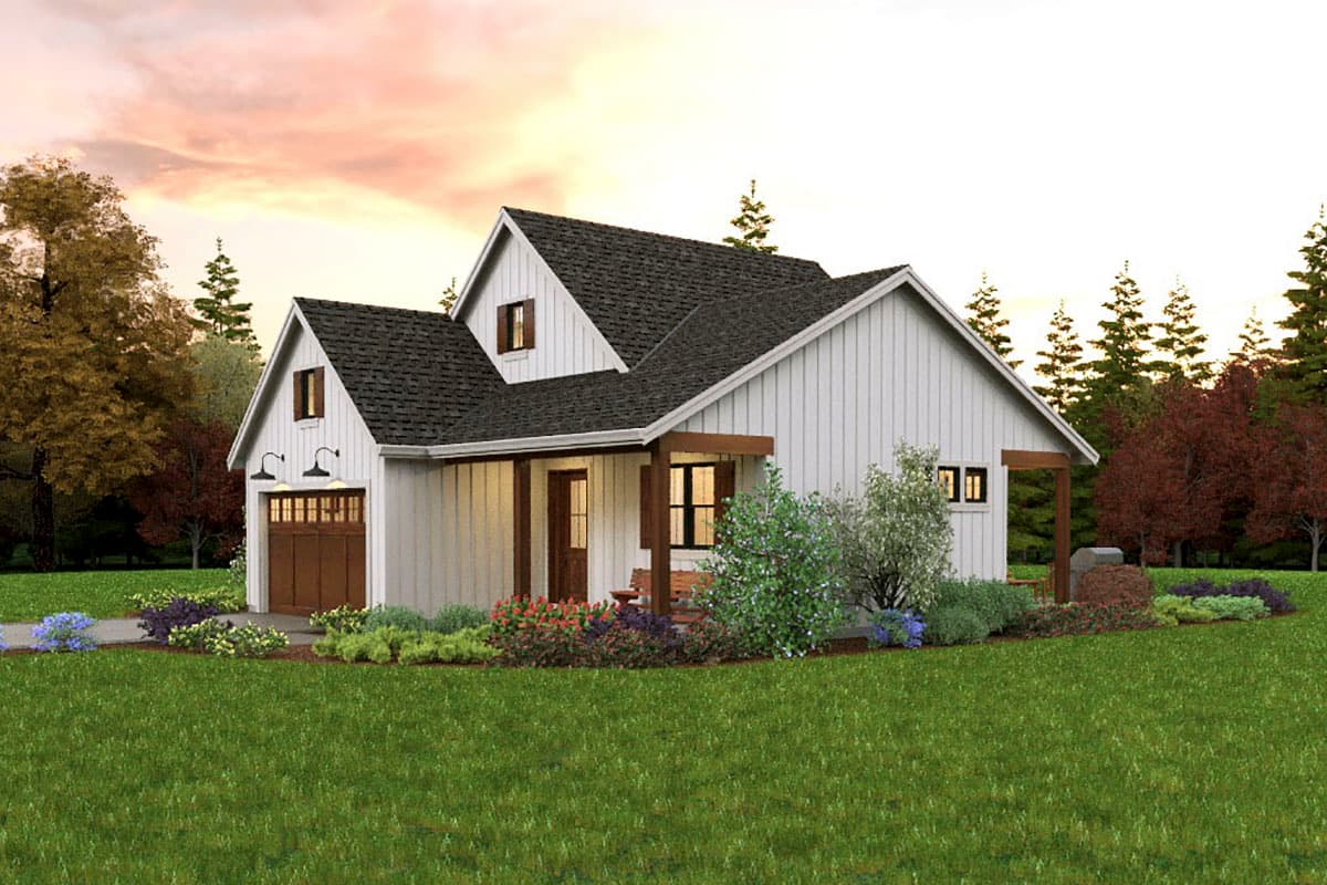 Plan 69764AM: Modern Farmhouse Plan with 3 Clustered Bedrooms and a Vaulted Great Room - 1196 Sq Ft - Image #12 - Craftsman, Farmhouse, Modern Farmhouse, New American