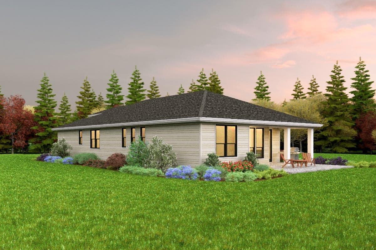 Plan 69765AM: Narrow Contemporary House Plan with 3 Bedrooms - 1922 Sq Ft - Image #4 - Contemporary, Northwest, Ranch