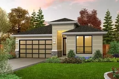 Narrow Contemporary House Plan with 3 Bedrooms - 1922 Sq Ft