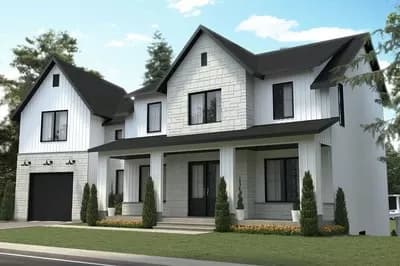 3-Bed Modern Farmhouse Plan with Angled 1-Car Garage