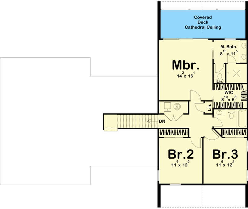 Plan 62975DJ: 3-Bed Ultra-modern Farmhouse Plan with a Wide Open Floor Plan - Floor Plan - 2nd Floor - Contemporary, Modern, Modern Farmhouse, Scandinavian