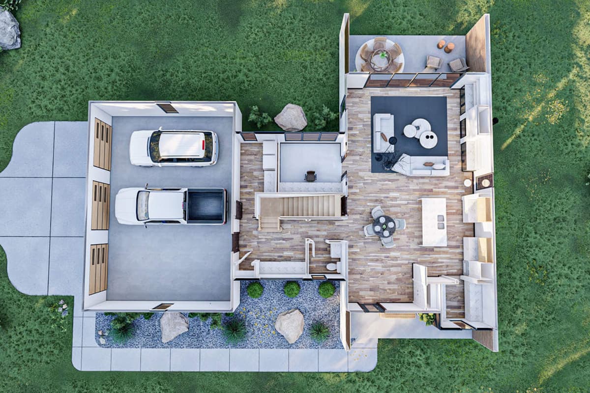 Plan 62975DJ: 3-Bed Ultra-modern Farmhouse Plan with a Wide Open Floor Plan - Image #7 - Contemporary, Modern, Modern Farmhouse, Scandinavian
