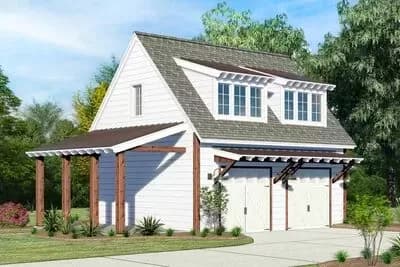 Carriage or Guest House Plan with 2-car Garage - 650 Sq Ft