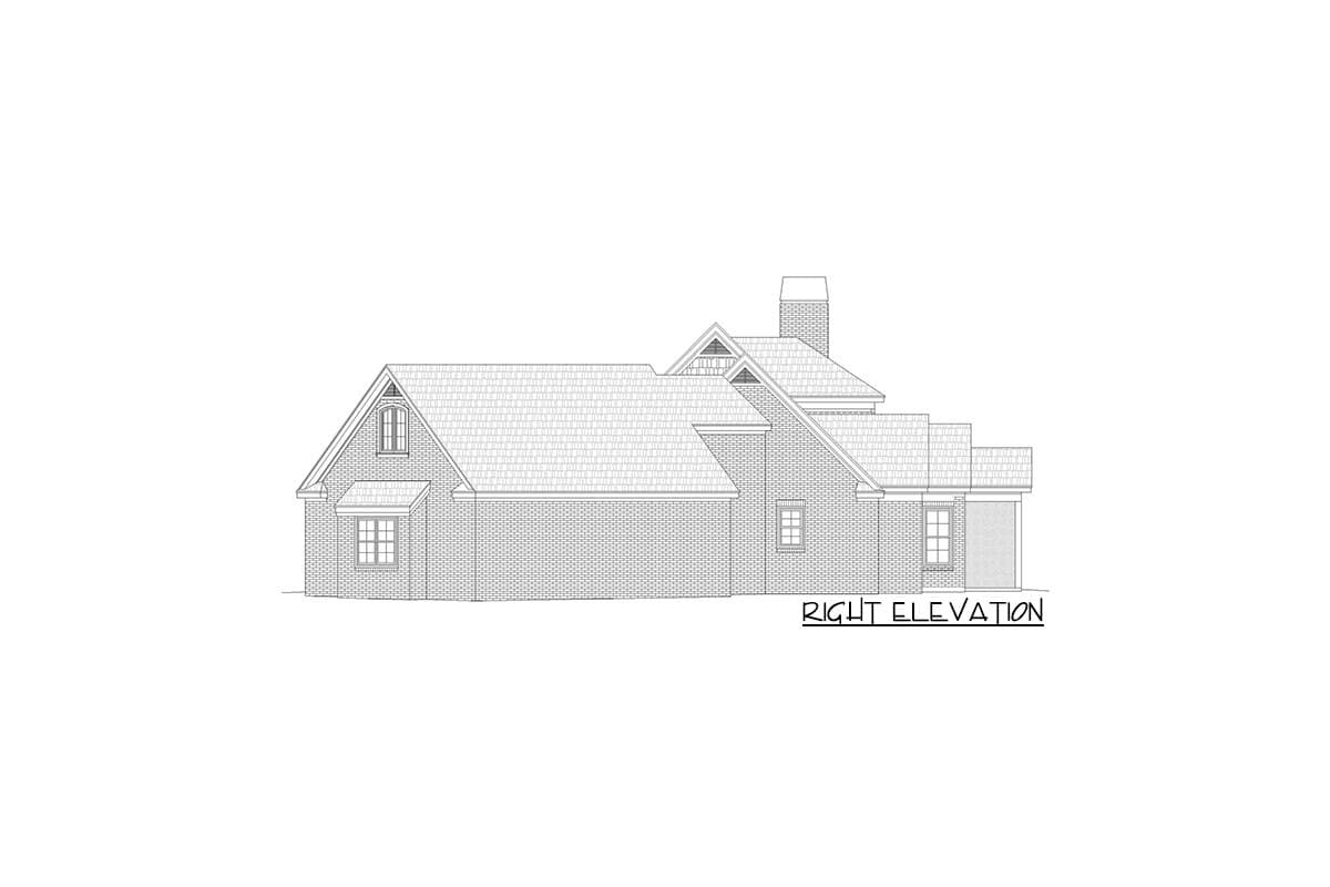 Plan 68721VR: 3-Bed Brick and Shingle Country Home Plan with Angled 3-Car Garage - Image #6 - Country, Traditional