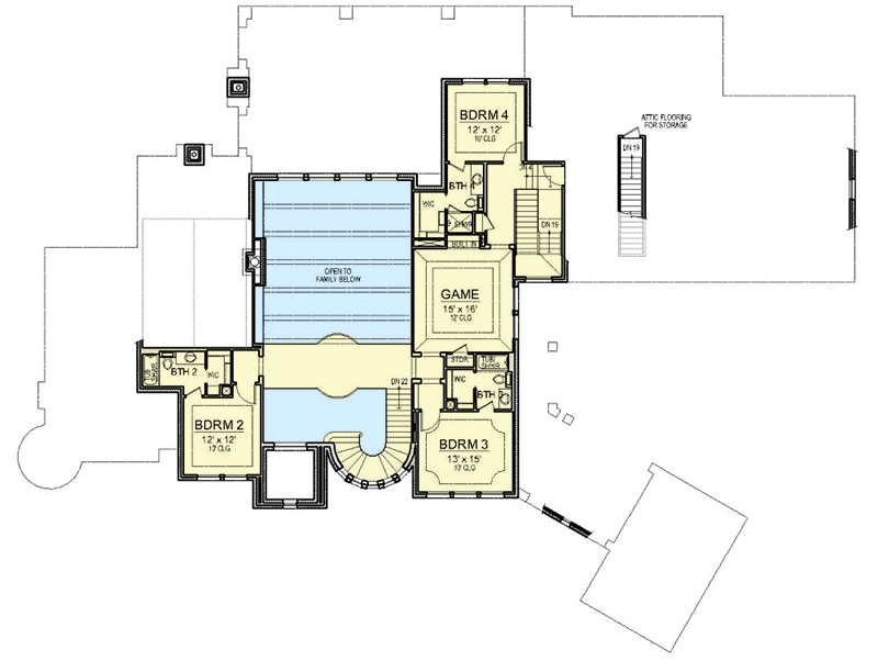 Plan 36638TX: Luxury Two-story Home Plan with 4 Garage Bays - Floor Plan - 2nd Floor