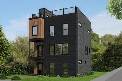 Narrow Contemporary 3-Story House Plan with 4th Floor Scenic Rooftop