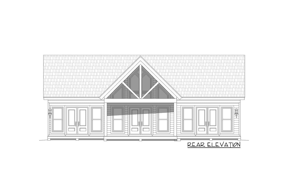 Plan 68641VR: 2-Bed Mountain Retreat with Front-to-Back Vaulted Interior - 1357 Sq Ft - Image #5 - Cabin, Country, Craftsman, Mountain, Rustic