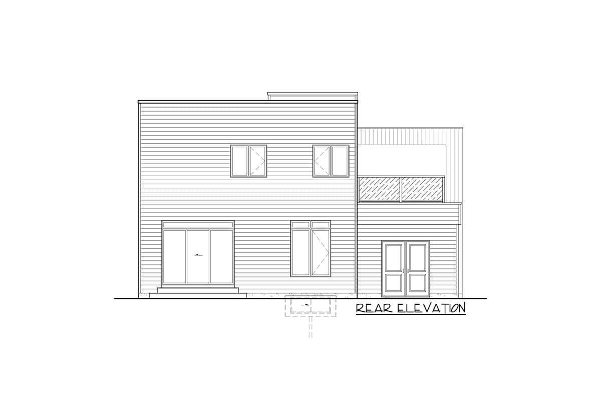 Plan 80963PM: Two-story Contemporary House Plan with Upstairs Terrace - Image #4 - Mid Century Modern, Modern