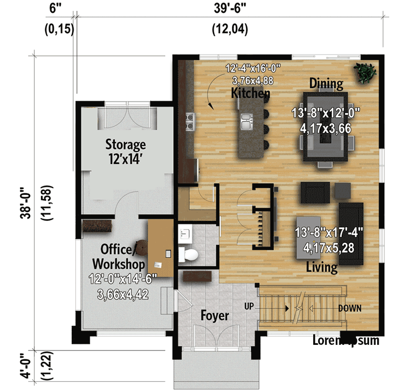Plan 80963PM: Two-story Contemporary House Plan with Upstairs Terrace - Floor Plan - Main Level - Mid Century Modern, Modern