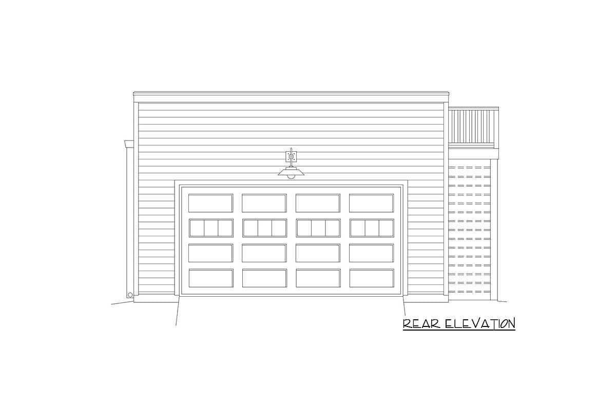 Plan 68726VR: Drive-Through 2-Car Garage with Rooftop Deck - Image #4 - Contemporary