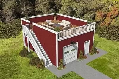 Drive-Through 2-Car Garage with Rooftop Deck